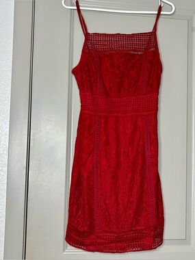 Misguided Red Lace Spaghetti Strap Dress